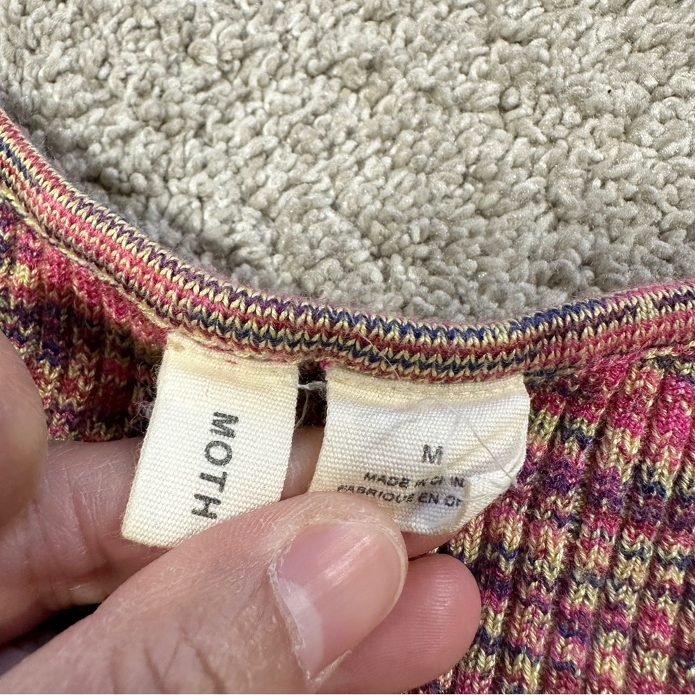 Anthropologie Moth Women’s Spacedye Ribbed Knit Shortsleeve Top Multicolor M - Picture 6 of 9